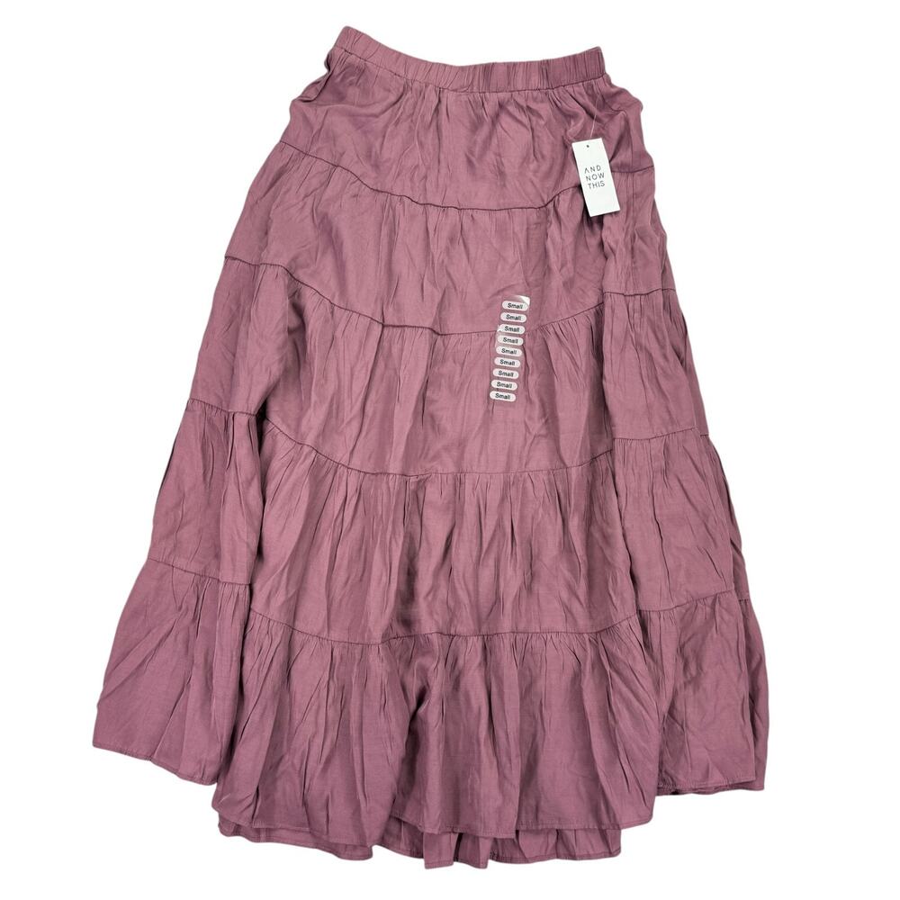 And Now This Womens Pull-On Tiered Maxi Skirt Mauve S - Picture 1 of 5
